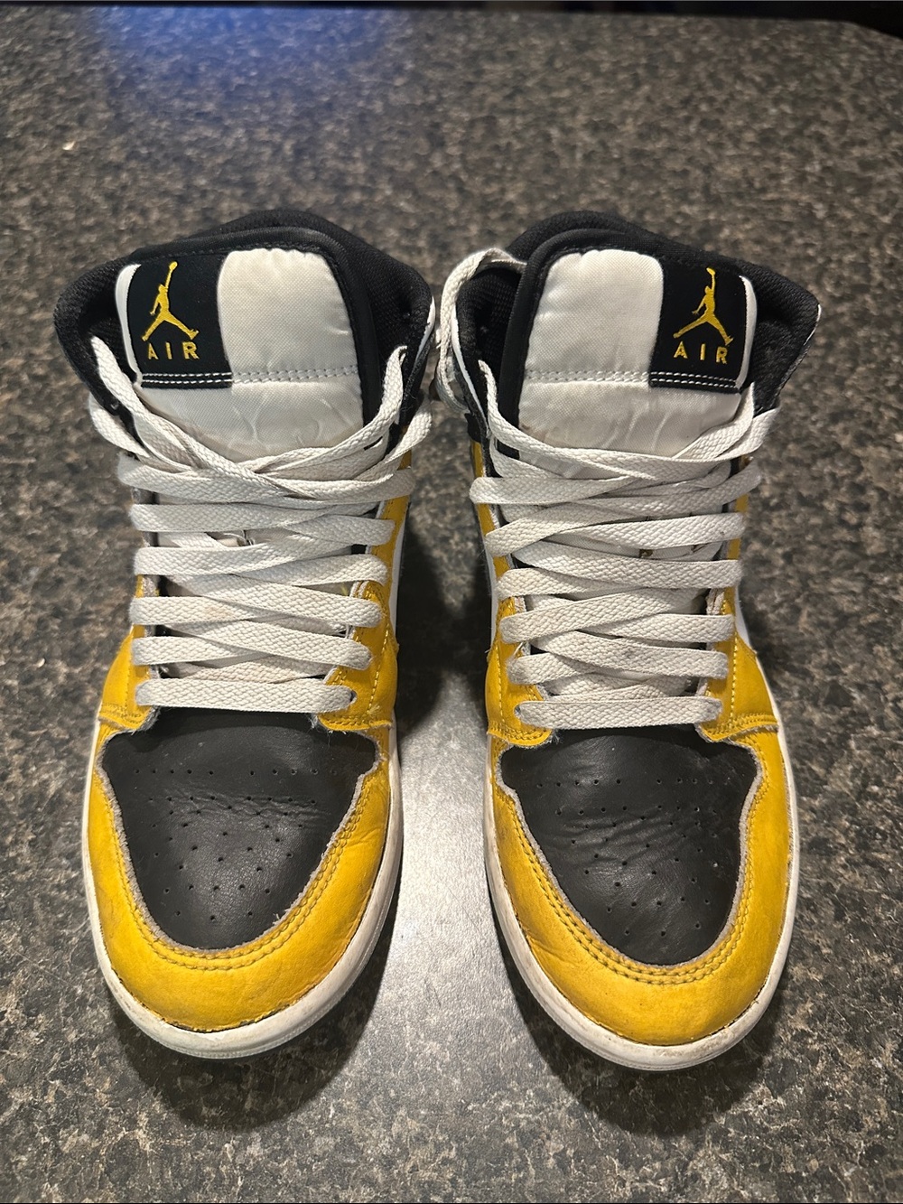 Jordan Men’s Black, Yellow & White High-Top Sneakers